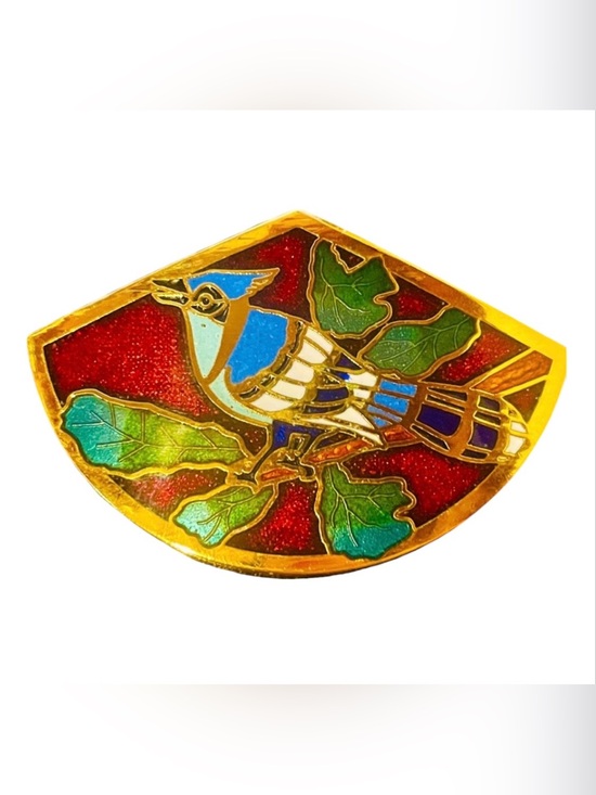Vintage Jewelry - Vintage Cloisonne Blue Jay Bird Brooch Pin.